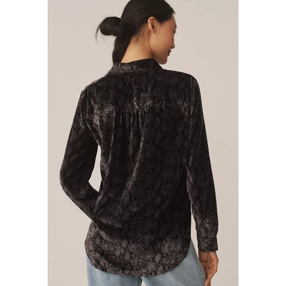 Pilcro Anthropologie Snakeskin Print Button Down Shirt NWT Sz L Oversized - Picture 2 of 7